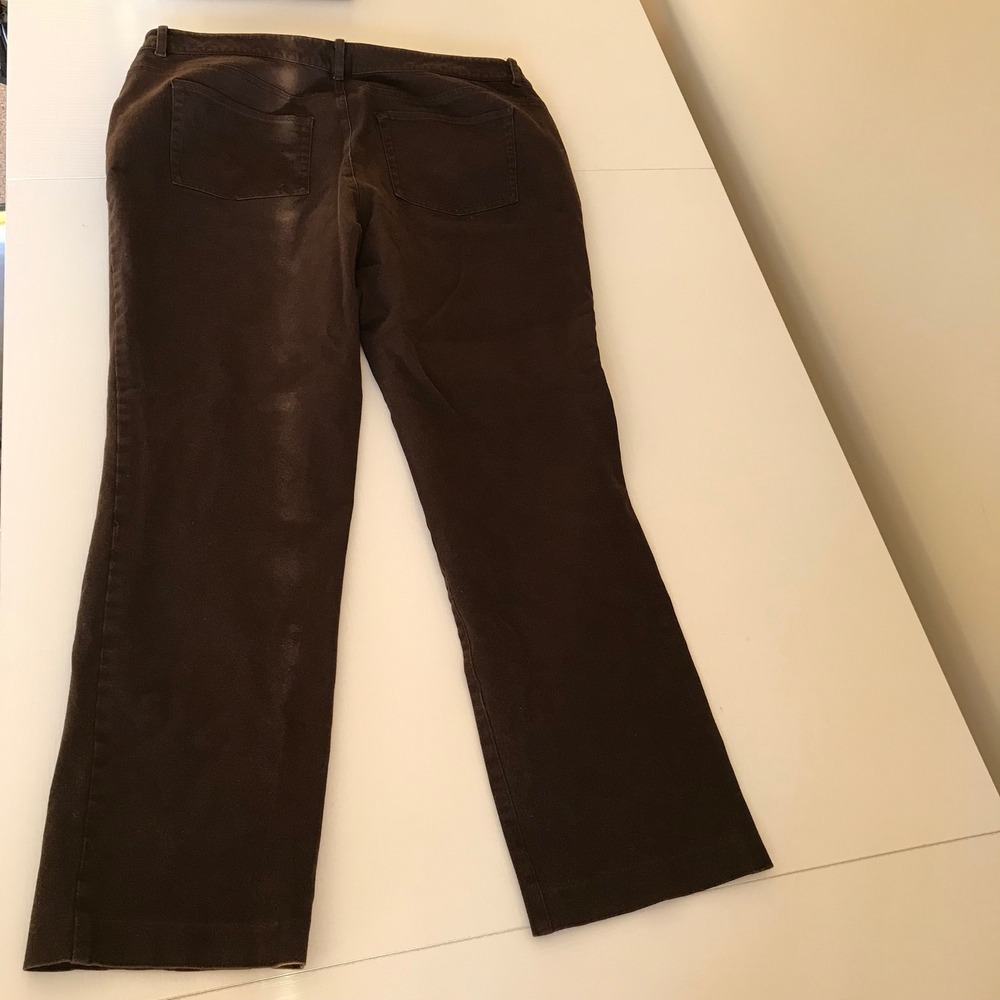 Ralph Lauren  Women's Brown Solid Flat Front Cotton Blend Pants Size 16